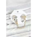 HarmonyAura P217441S9603 Pirinç Gold Renk Kelebek Model Zincir Bağlantılı Ear Cuff Küpe Seti