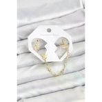 HarmonyAura P217454S7584 Kelebek Model Pirinç Gold Renk Zincir Bağlantılı Ear Cuff Küpe Seti