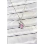 HarmonyAura P218537S729 316L Çelik Zincir Gümüş Renk Pembe Kuğu Model Zirkon Taşlı Kadın Kolye