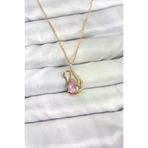 HarmonyAura P218538S5282 316L Çelik Zincir Gold Renk Pembe Kuğu Model Zirkon Taşlı Kadın Kolye