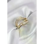 HarmonyAura P219337S6603 Sarmal Zirkon Baget Taşlı Gold Renk Kadın Yüzük