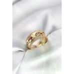 HarmonyAura P219366S3563 Gold Renk Zirkon Taşlı Vintage Kadın Yüzük