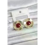 HarmonyAura P219740S8991 Vintage Model Bordo Gold Renk Pirinç Kadın Küpe
