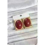 HarmonyAura P219752S3620 Bordo Kare Model Vintage Gold Renk Kadın Küpe