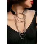 Harness Kolye, Şık Lastik Choker Harness, Halka Detaylı Tasma