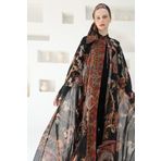 HARREL SAHRA Şal Desenli Renkli İpek Şifon Kaftan Bone Takım