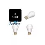 harry 3 Adet 5 Volt 1 Amper Mini Usb Beyaz Işık Led Ampul Gece Lamba Okuma Işığı Çocuk Odası Lambası