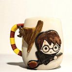 Harry Potter 3D Kabartmalı Kişiselleştirilebilir Isminizin Baş Harfi veya Cadı Şapkası Charm HEDİYELİ Seramik Kupa Bardak - Kahverengi