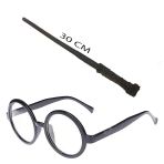Harry Potter Asası 30 Cm Siyah Çerçeveli Harry Potter Gözlüğü Seti