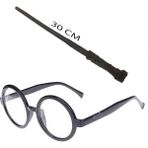 Harry Potter Asası 30 cm ve Siyah Çerçeveli Harry Potter Gözlüğü Seti (4887)