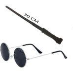 Harry Potter Asası 30 cm ve Siyah Metal Çerçeveli Harry Potter Gözlüğü Seti.glpzr