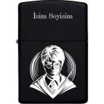 Harry Potter Desenli Kişiye Özel Isimli Benzinli Siyah Metal Çakmak