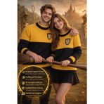 Harry Potter Hufflepuff Quidditch Kazak Lisanslı Sarı Siyah Örme Sweatshirt Unisex - XL Beden