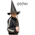 Harry Potter Siyah Şapkası + Asası + Gözlüğü 3 Lü Çocuk Kostüm Aksesuarları - Renkli