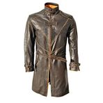 Harry Potter ve the Chamber Of Secrets Hagrid Eskitilmiş Deri Uzun Palto, kahverengi (Light Brown), S