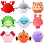 Harrycle 9 Adet Mini Deniz Dünyası Pelüş Hayvanlar 8 cm Sevimli Deniz Hayvanları Yumuşak Renkli Okyanus Pelüş Oyuncaklar Çocuklar için Doğum Günü Temalı Parti Bebek Partisi Dekorasyon Paskalya
