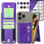 Harryshell Yapışkanlı Telefon Cüzdanı Kart Yuvalı [6 Karta Kadar Tutun] [Kickstand] iPhone/Samsung/Google'ın En Akıllı Telefonları için Nakit Para Fermuarlı Cep (Çiçek Moru)