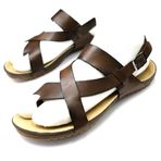 Harssidanzar Erkek deri sandalet, kayışlı sandalet, gladyatör, yazlık ayakkabı, deri sandalet, slingback parmak arası, Kahverengi, 39 EU