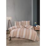 Hartex Soft Cotton Çift Kişilik Çizgili Bej Nevresim Takımı - 200 x 220 cm