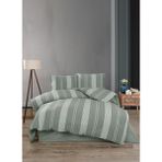 Hartex Soft Cotton Çift Kişilik Yeşil Çizgili Yeşil Nevresim Takımı - 09-Yeşil - 200 x 220 cm