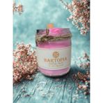 HARTOPİA-Doğal Gül Dekorlu Pembe Mum Cam Kavanoz