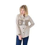 harvest Kadın Bej Gabardin Gömlek - Oversize Beden