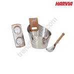 Harvia Paslanmaz Kova + Kepçe + Termometre 3'lü Sauna Seti