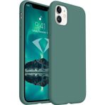HARVORTEZ iPhone 11 Kılıf 6.1" ile Uyumlu Premium Sıvı Silikon Kılıf - Yumuşak Dokulu, Mikrofiber Kadife Astarlı, 3 Katmanlı Darbe Emici Sert Kapak - Kaktüs