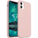 HARVORTEZ iPhone 11 Kılıf 6.1" ile Uyumlu Premium Sıvı Silikon Kılıf - Yumuşak Dokulu, Mikrofiber Kadife Astarlı, 3 Katmanlı Darbe Emici Sert Kapak - Pudra Pembe