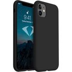 HARVORTEZ iPhone 11 Kılıf 6.1" ile Uyumlu Premium Sıvı Silikon Kılıf - Yumuşak Dokulu, Mikrofiber Kadife Astarlı, 3 Katmanlı Darbe Emici Sert Kapak - Siyah
