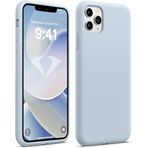 HARVORTEZ iPhone 11 Pro Kılıf 5.9" ile Uyumlu Premium Sıvı Silikon Kılıf - Yumuşak Dokulu, Mikrofiber Kadife Astarlı, 3 Katmanlı Darbe Emici Sert Kapak - Açık Mavi