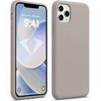 HARVORTEZ iPhone 11 Pro Kılıf 5.9" ile Uyumlu Premium Sıvı Silikon Kılıf - Yumuşak Dokulu, Mikrofiber Kadife Astarlı, 3 Katmanlı Darbe Emici Sert Kapak - Natürel Titanyum