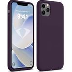 HARVORTEZ iPhone 11 Pro Max Kılıf 6.5" ile Uyumlu Premium Sıvı Silikon Kılıf - Yumuşak Dokulu, Mikrofiber Kadife Astarlı, 3 Katmanlı Darbe Emici Sert Kapak - Derin Mor