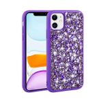 HARVORTEZ iPhone 11 Uzun Ömürlü Parlak Taşlı Tasarım Kılıf, Koruyucu Parlak Arka Yüzey, Şık Görünümlü, Rahat Tuş Hissi, Kalın Kamera Çerçeve Kapak, Darbe Emici, Dizayn Case (Derin Mor)
