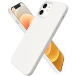 HARVORTEZ iPhone 12/12 Pro Kılıf 6.1" ile Uyumlu Premium Sıvı Silikon Kılıf - Yumuşak Dokulu, Mikrofiber Kadife Astarlı, 3 Katmanlı Darbe Emici Sert Kapak - Beyaz