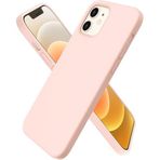 HARVORTEZ iPhone 12/12 Pro Kılıf 6.1" ile Uyumlu Premium Sıvı Silikon Kılıf - Yumuşak Dokulu, Mikrofiber Kadife Astarlı, 3 Katmanlı Darbe Emici Sert Kapak - Pudra Pembe