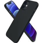 HARVORTEZ iPhone 12/12 Pro Kılıf 6.1" ile Uyumlu Premium Sıvı Silikon Kılıf - Yumuşak Dokulu, Mikrofiber Kadife Astarlı, 3 Katmanlı Darbe Emici Sert Kapak - Siyah