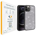 HARVORTEZ iPhone 13 Pro Max Pırlanta Taşlı Tasarım Kılıf, Koruyucu Parlak Yüzey, MSafe Etkilemez, Gerçek Tuş Hissi, Kalın Kamera Çerçeve Kapak, Darbe Emici, Elite Case (Siyah)