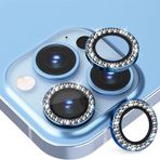 HARVORTEZ iPhone 13 Pro,13 Pro Max için, TAŞLI, Kamera Lens Koruyucu, Basit Kurulum, HD Görüntü, Metal Çerçeve, 9H Temperli Cam, Çizilmeye Dayanıklı, Diamond Camera Lens Protector (Mavi)