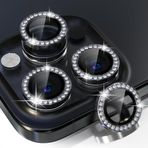 HARVORTEZ iPhone 13 Pro,13 Pro Max için, TAŞLI, Kamera Lens Koruyucu, Basit Kurulum, HD Görüntü, Metal Çerçeve, 9H Temperli Cam, Çizilmeye Dayanıklı, Diamond Camera Lens Protector (Siyah)