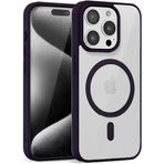 HARVORTEZ, iPhone 14 Pro, MagSafe ile Uyumlu Güçlü Manyetik Kılıf, Şeffaf SARARMAZ Arka Kapak, Gerçekçi Tuş Basım Hissi, Kaymaz Yüzey, Çevre Dostu, Köşe Korumalı, Premium Case (Derin Mor)