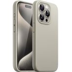 HARVORTEZ iPhone 14 Pro Max Kılıf 6.7" ile Uyumlu Premium Sıvı Silikon Kılıf - Yumuşak Dokulu, Mikrofiber Kadife Astarlı, 3 Katmanlı Darbe Emici Sert Kapak - Natürel Titanyum