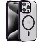 HARVORTEZ, iPhone 14 Pro Max, MagSafe ile Uyumlu Güçlü Manyetik Kılıf, Şeffaf SARARMAZ Arka Kapak, Gerçekçi Tuş Basım Hissi, Kaymaz Yüzey, Çevre Dostu, Köşe Korumalı, Premium Case (Derin Mor)