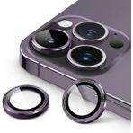 HARVORTEZ iPhone 14 Pro,14 Pro Max için, Kamera Lens Koruyucu, Basit Kurulum, HD Berrak Görüntü, Metal Çerçeve, 9H Temperli Cam, Çizilmeye Dayanıklı, Camera Lens Protector (Derin Mor)