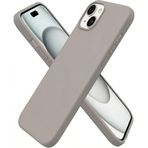 HARVORTEZ iPhone 14 ve iPhone 13 Kılıf 6.1" ile Uyumlu Premium Sıvı Silikon Kılıf - Yumuşak Dokulu, Mikrofiber Kadife Astarlı, 3 Katmanlı Darbe Emici Sert Kapak - Natürel Titanyum