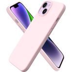 HARVORTEZ iPhone 14 ve iPhone 13 Kılıf 6.1" ile Uyumlu Premium Sıvı Silikon Kılıf - Yumuşak Dokulu, Mikrofiber Kadife Astarlı, 3 Katmanlı Darbe Emici Sert Kapak - Pudra Pembe