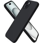 HARVORTEZ iPhone 14 ve iPhone 13 Kılıf 6.1" ile Uyumlu Premium Sıvı Silikon Kılıf - Yumuşak Dokulu, Mikrofiber Kadife Astarlı, 3 Katmanlı Darbe Emici Sert Kapak - Siyah