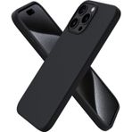HARVORTEZ iPhone 15 Pro Kılıf 6.1" ile Uyumlu Premium Sıvı Silikon Kılıf - Yumuşak Dokulu, Mikrofiber Kadife Astarlı, 3 Katmanlı Darbe Emici Sert Kapak - Siyah