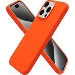 HARVORTEZ iPhone 15 Pro Kılıf 6.1" ile Uyumlu Premium Sıvı Silikon Kılıf - Yumuşak Dokulu, Mikrofiber Kadife Astarlı, 3 Katmanlı Darbe Emici Sert Kapak - Turuncu