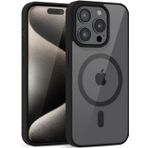 HARVORTEZ, iPhone 15 Pro, MagSafe ile Uyumlu Güçlü Manyetik Kılıf, Şeffaf SARARMAZ Arka Kapak, Gerçekçi Tuş Basım Hissi, Kaymaz Yüzey, Çevre Dostu, Köşe Korumalı, Premium Case (Siyah)